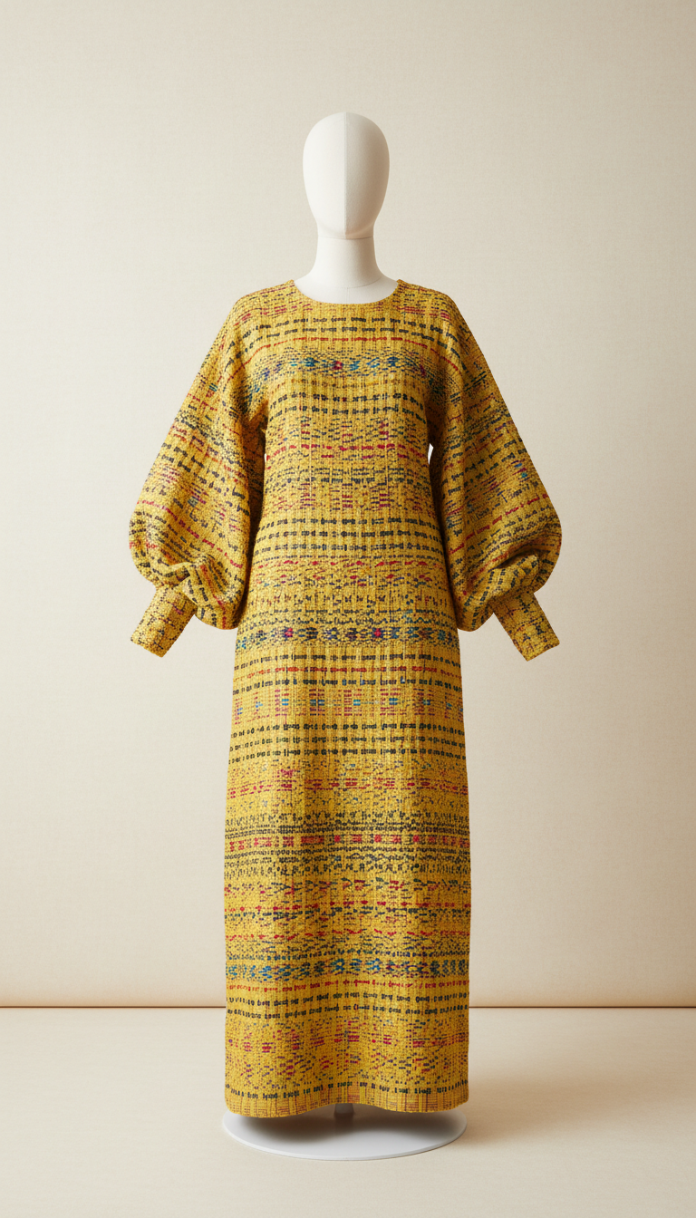 Sunburst Yellow Maxi Dress Statement Sleeves
