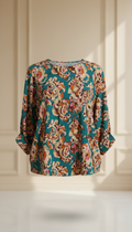 Turquoise Lagos Statement Blouse