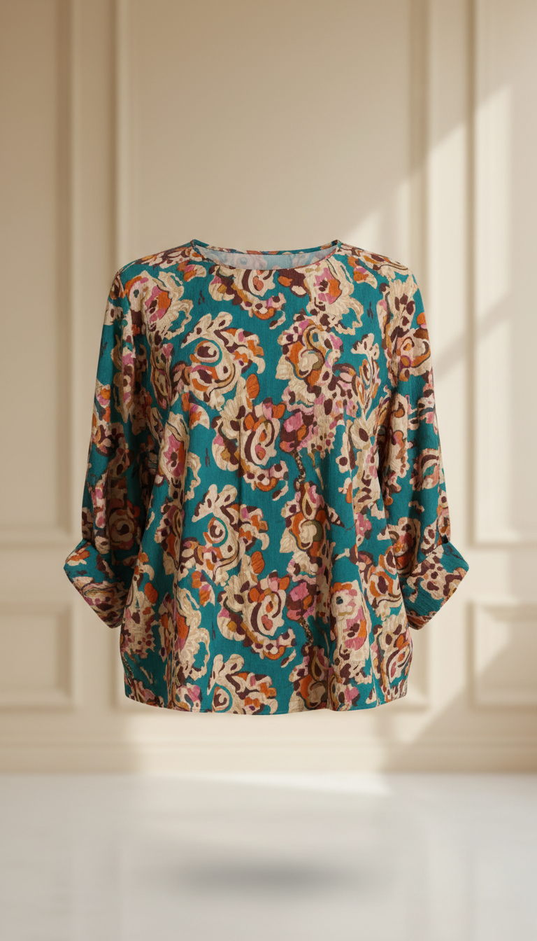 Turquoise Lagos Statement Blouse