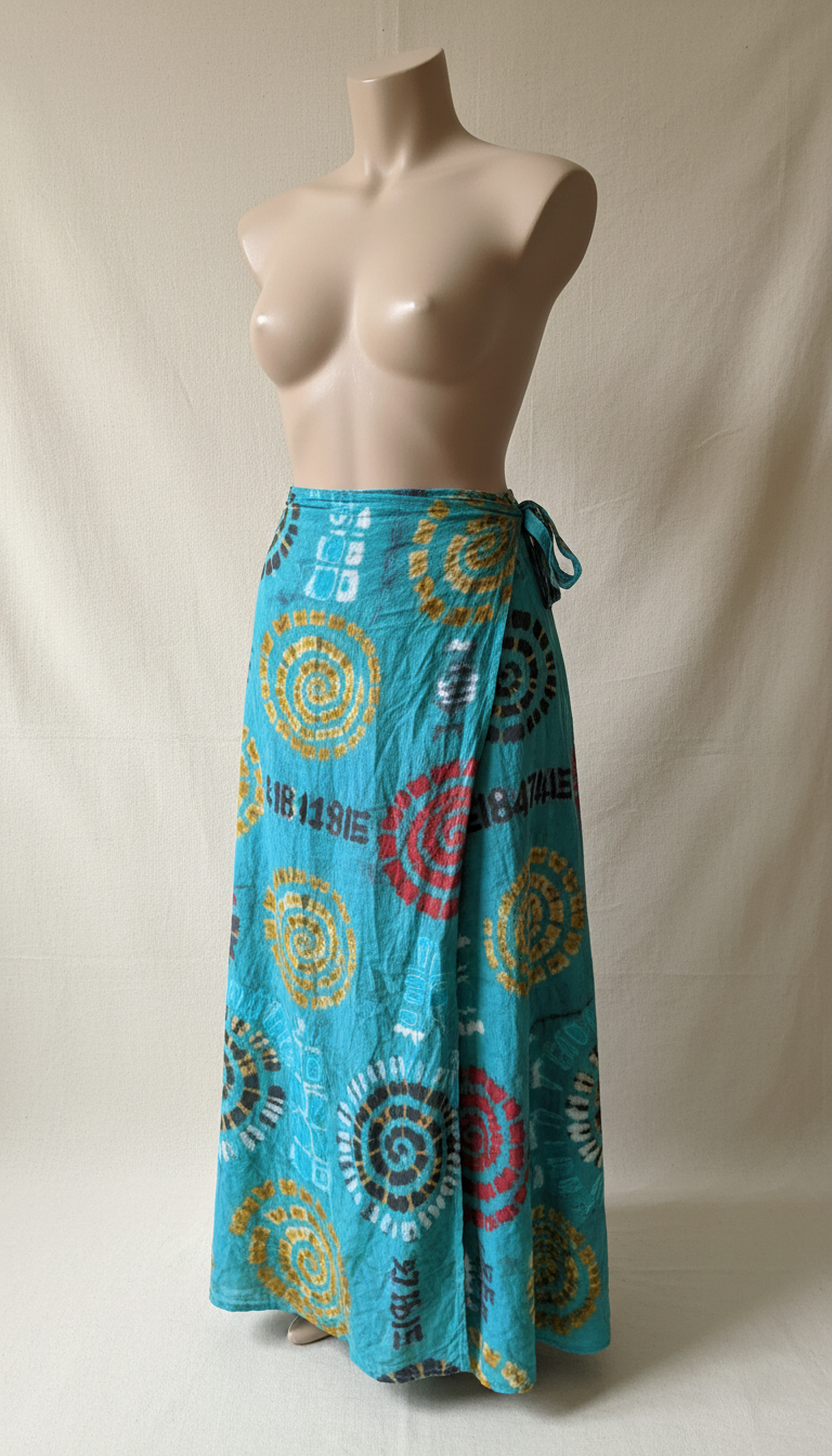 Teal Oasis Wrap Skirt Hand-Dyed Patterns