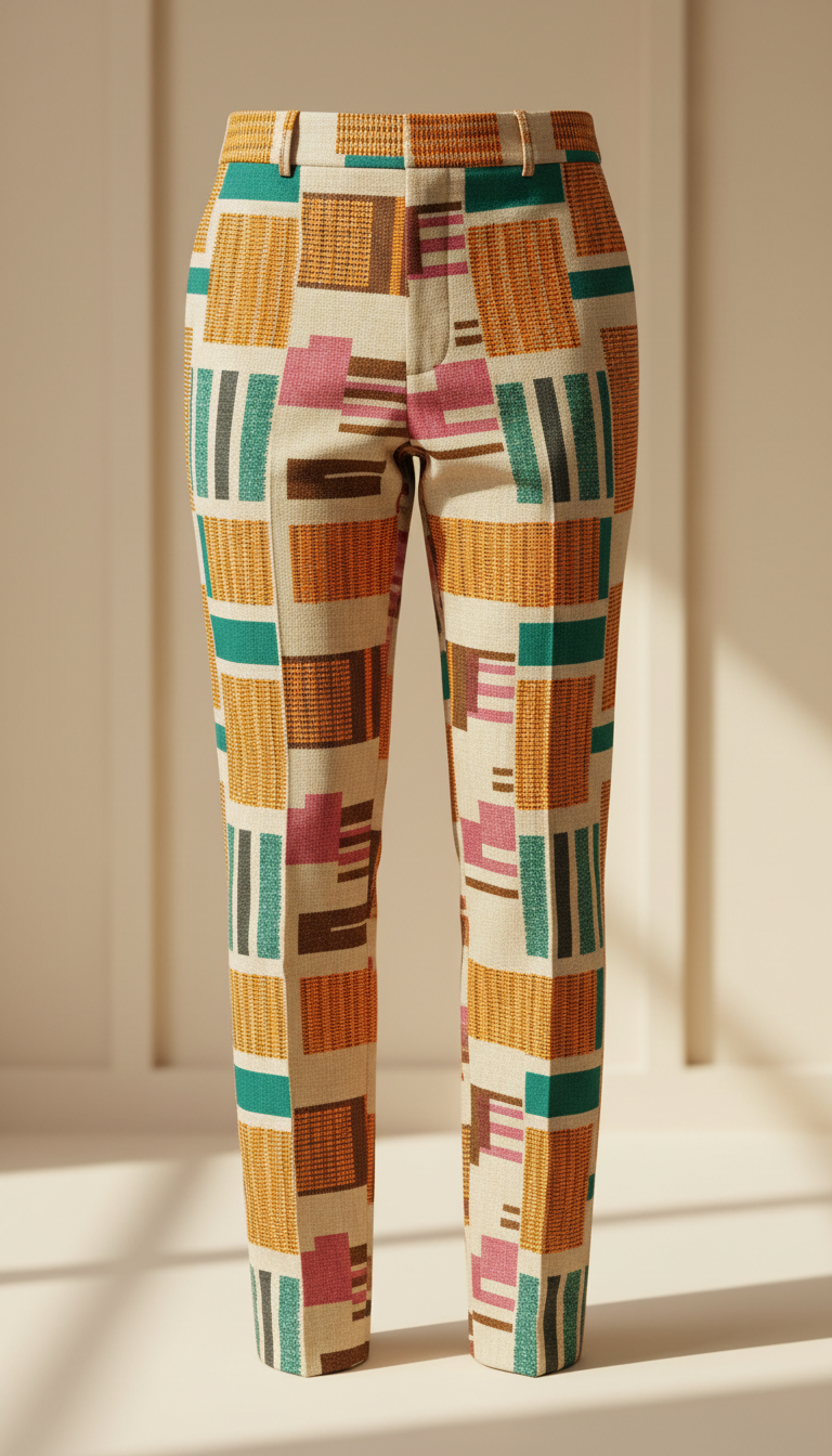 Cream Kente Tailored Trousers