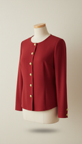 Festival Red Blouse Gold-Accented Buttons