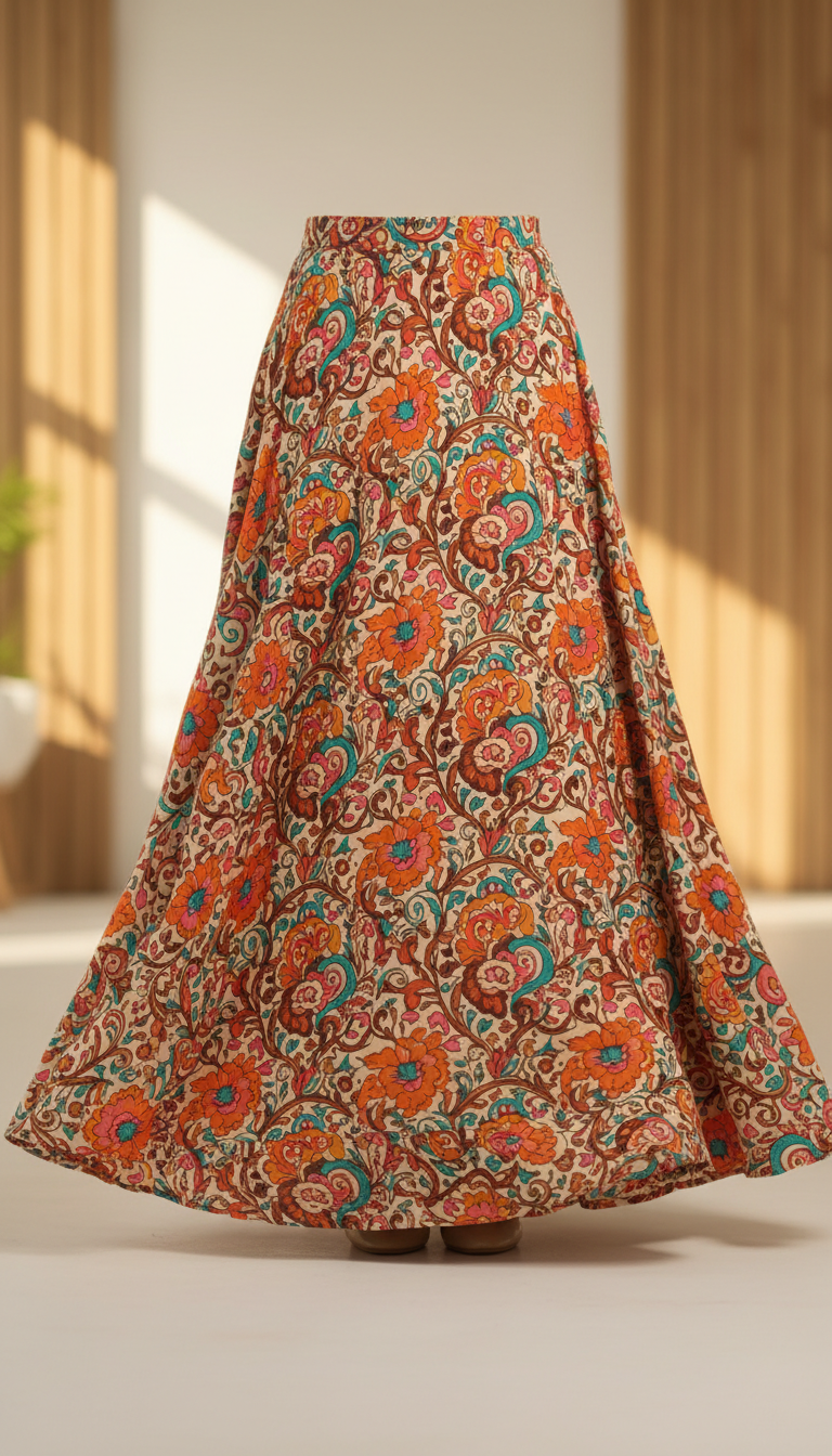 Festive Tangerine Maxi Skirt